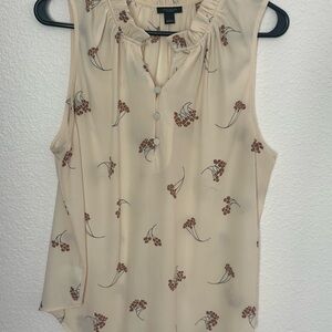 Ann Taylor Cream Sleeveless Top with Floral Print